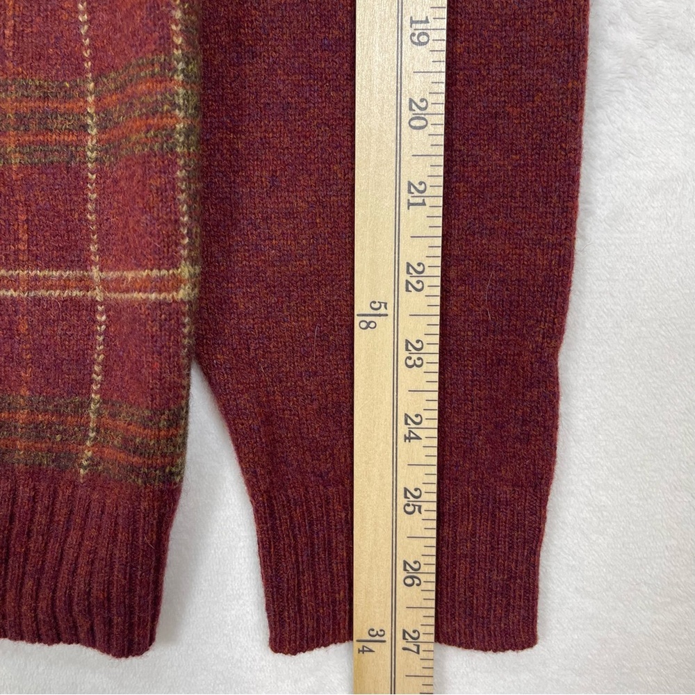 Brooks Brothers Sweater Mens M Red Yellow Check Lambswool Knit Crewneck Classic - Picture 8 of 9